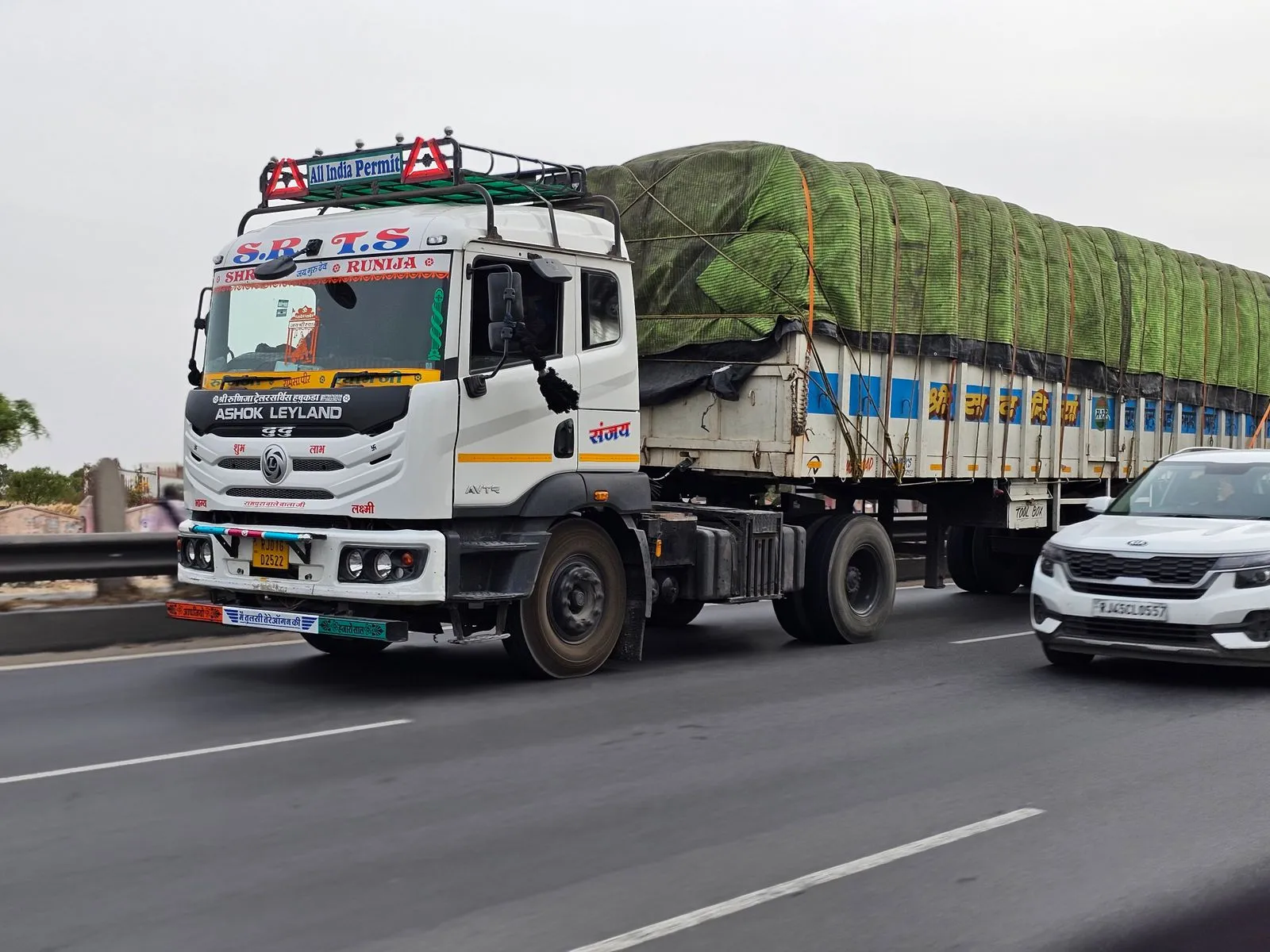 A freight truck on an Indian highway.